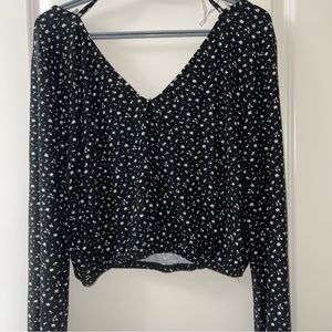 Florale cropped casual long sleeve top